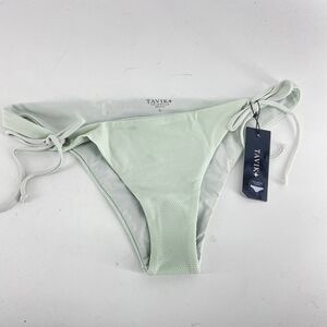 Tavik Ricci Womens Light blue glossy Pique New Moderate Bikini Swim Bottom Large